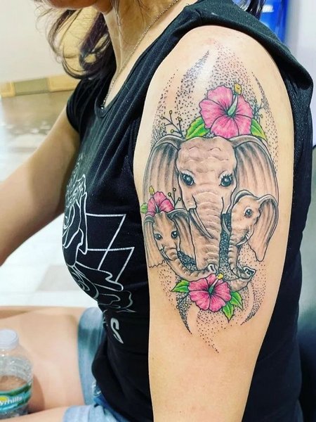 Feminine Elephant Tattoo