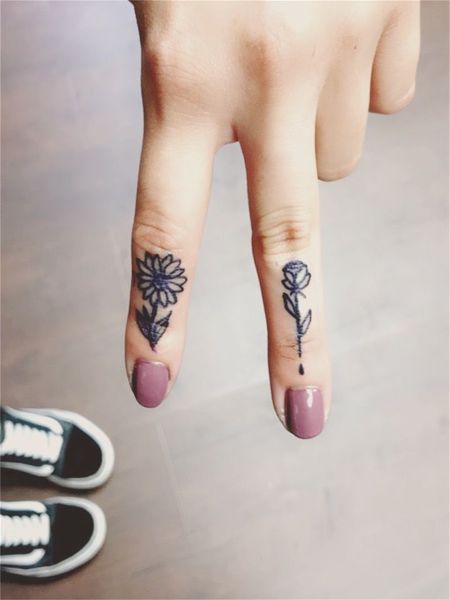 Finger Sunflower Tattoo