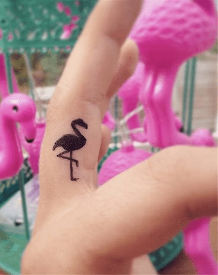 Flamingo Finger Tattoos