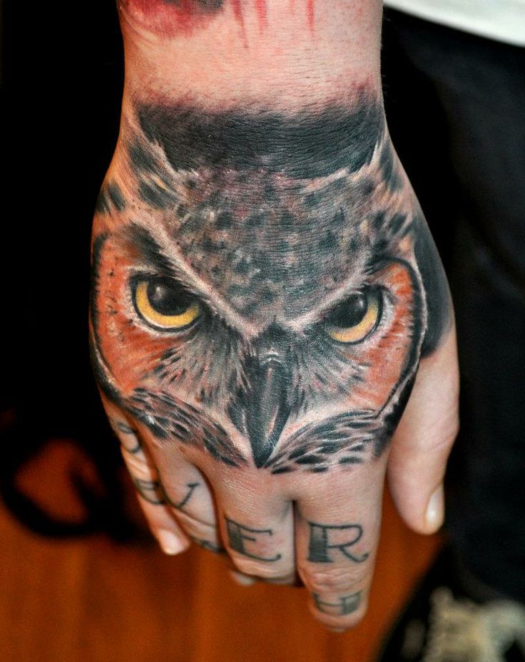 Hand Owl Tattoo