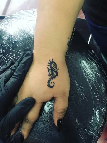 Hand Seahorse Tattoo