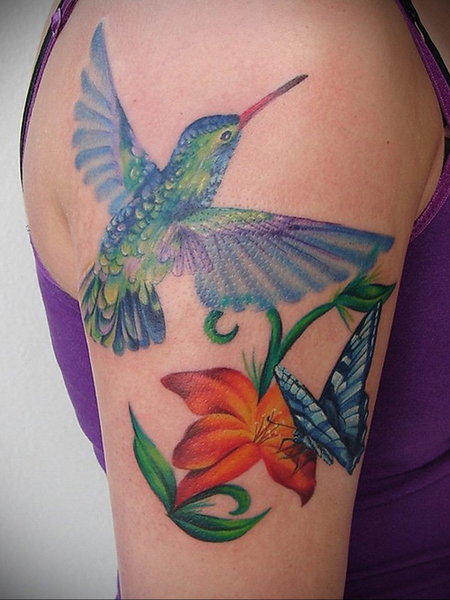 Hummingbird Biceps Tattoos