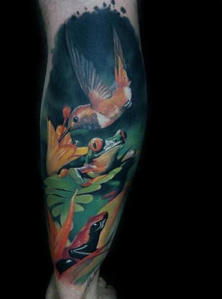 Hummingbird Calf Tattoos
