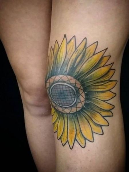 Knee Sunflower Tattoo