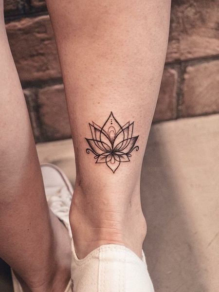 Lotus Flower Leg Tattoo