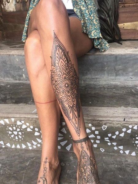 Mandala Leg Tattoo