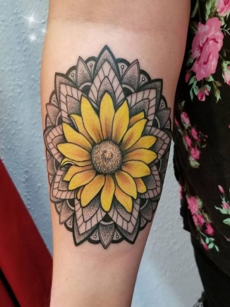 Mandala Sunflower Tattoo