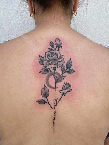 Moon And Rose Tattoo