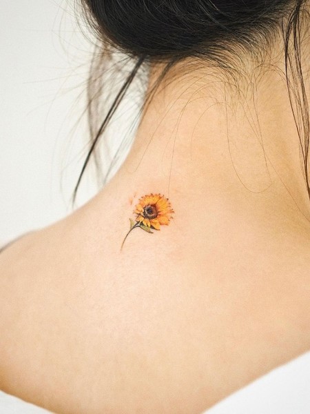 Neck Sunflower Tattoo