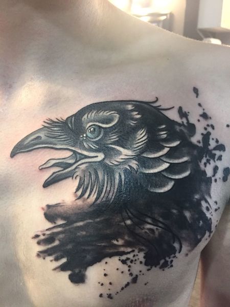 Raven Chest Tattoo