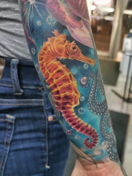 Realistic Seahorse Tattoo