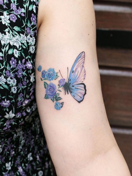 Rose And Butterfly Tattoo