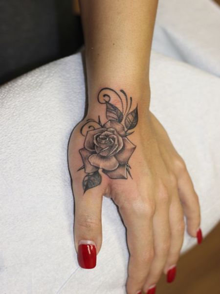 Rose Hand Tattoos For Women