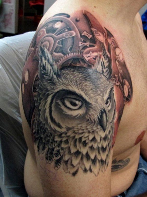 Shoulder Owl Tattoo