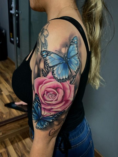 Shoulder Rose Tattoo