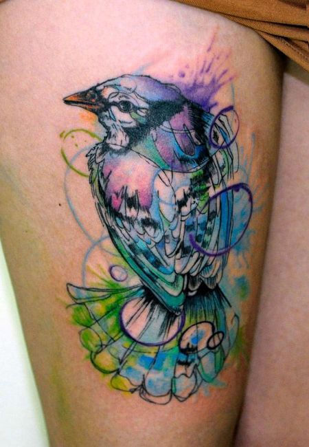 Sparrow Thigh Tattoos