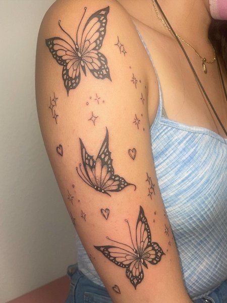 Star And Butterfly Tattoo