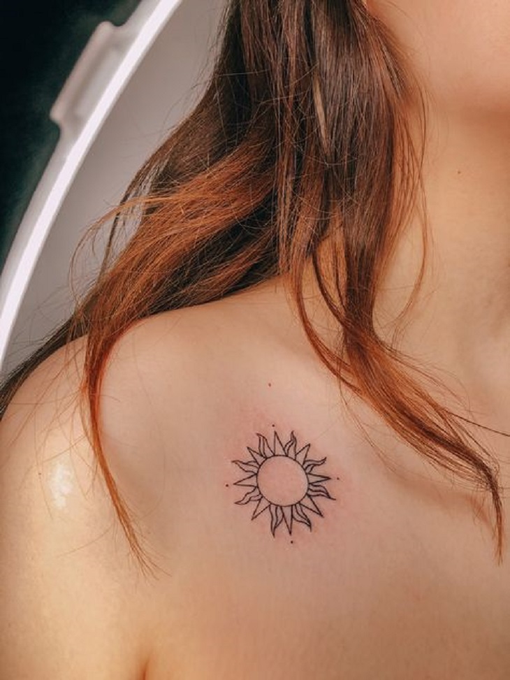 Sun Collarbone Tattoos