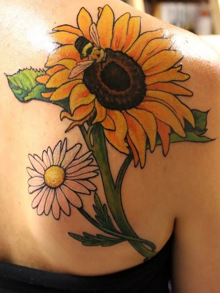 Sunflower And Daisy Tattoo