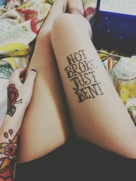 Text Leg Tattoo