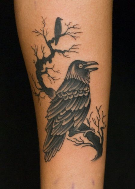 Tree With Raven Tattoo