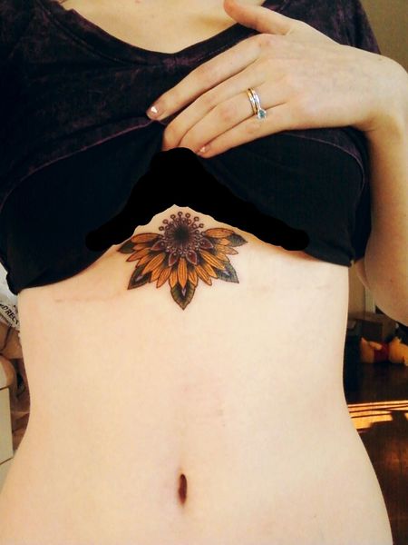 Underboob Sunflower Tattoo