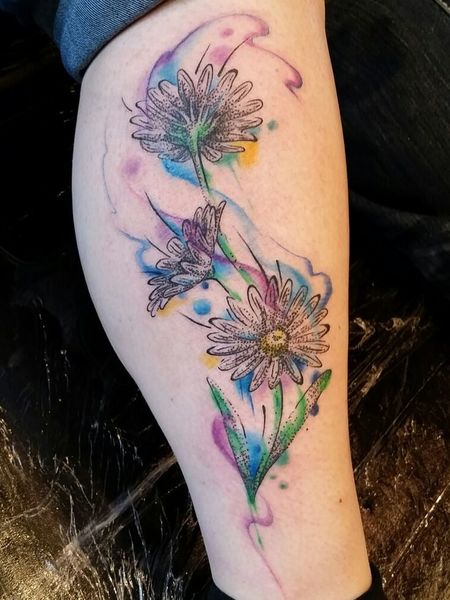 Watercolor Daisy Tattoo