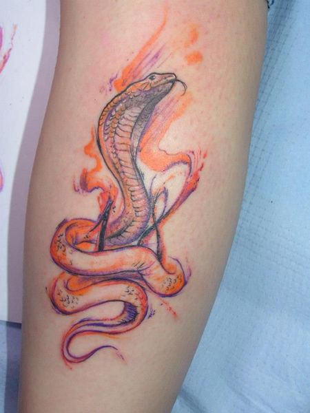 Watercolor Snake Tattoo