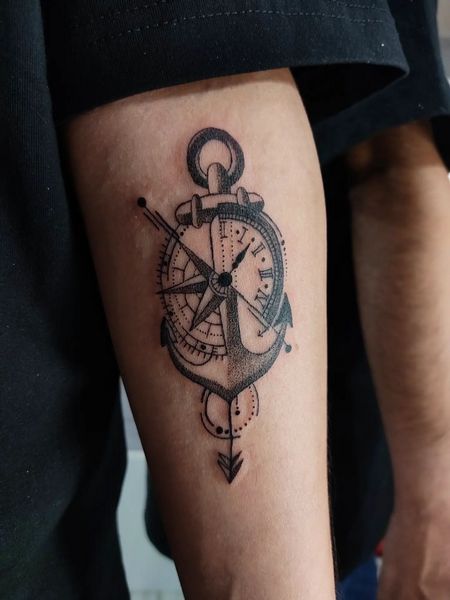 Anchor Clock Tattoo