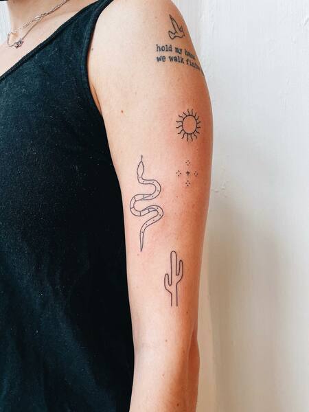 Arm Stick And Poke Tattoo