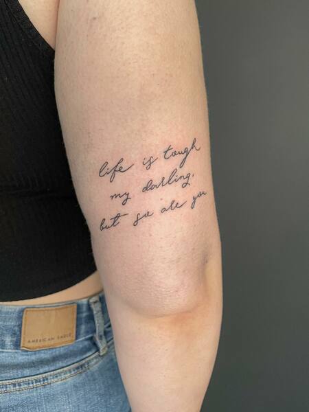 Bicep Quote Tattoo