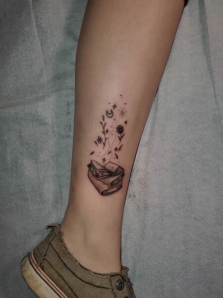Book Tattoo on Ankle