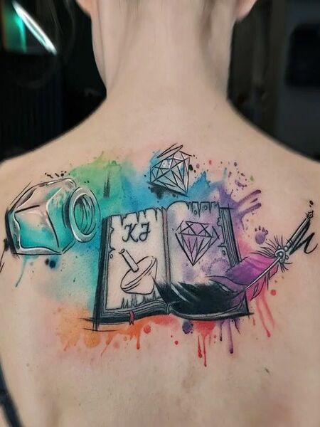 Book Tattoo on Back