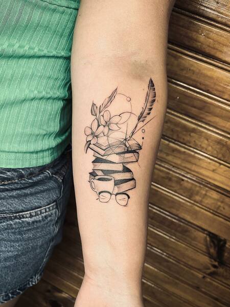 Book Tattoo on Forearm