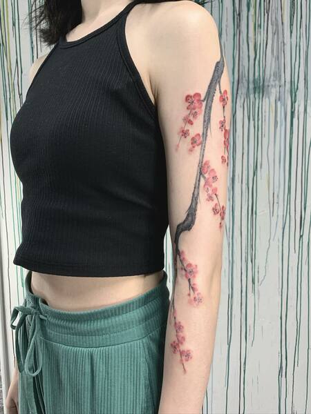 Cherry Blossom Arm Tattoo 1