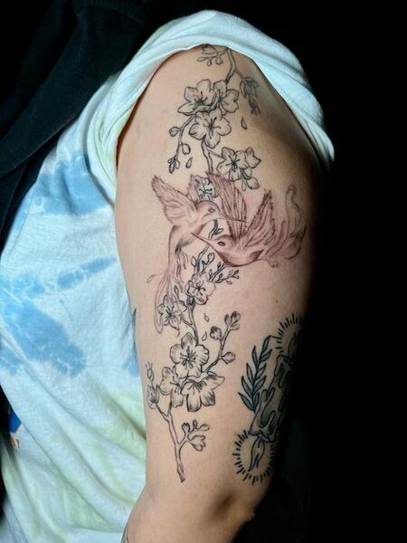 Cherry Blossom Half Sleeve Tattoo