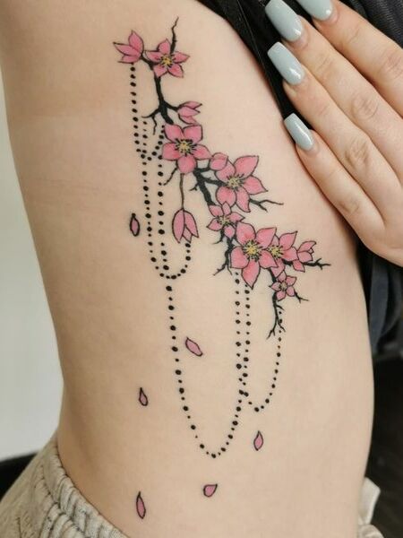 Cherry Blossom Rib Tattoo
