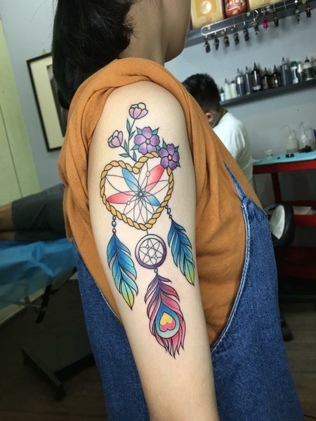 Colorful Dream Catcher Tattoo
