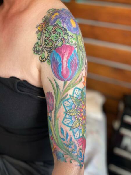 Colorful Half Sleeve Tattoo