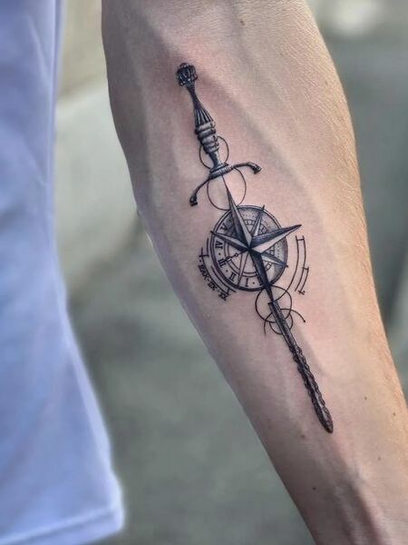 Compass Sword Tattoo
