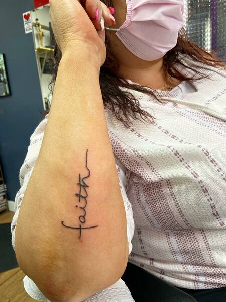 Faith Cross Tattoo On Arm