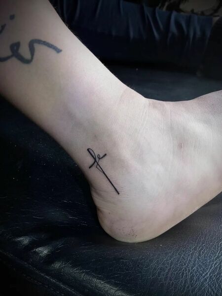 Faith Cross Tattoo On Foot