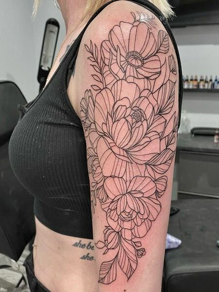 Fine Line Half Sleeve Tattoo