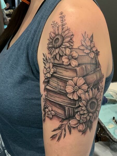 Floral Book Tattoo