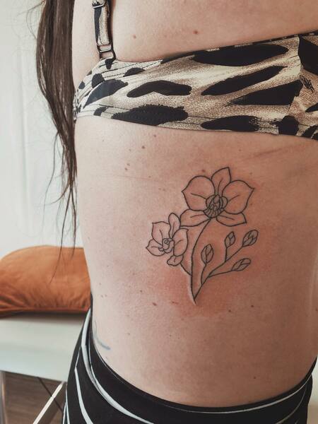 Floral Stick and Poke Tattoo