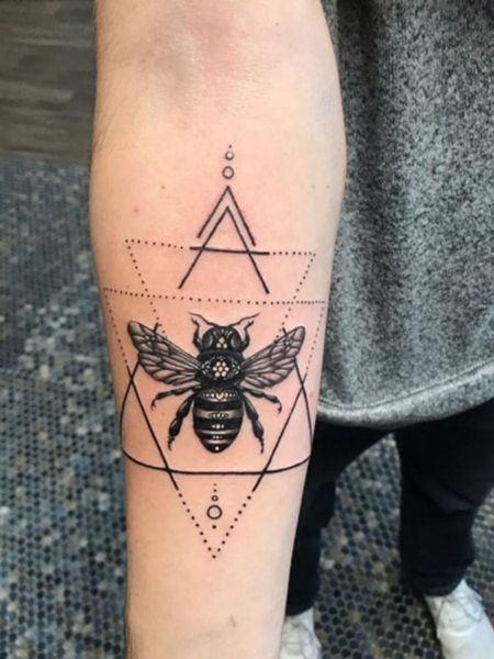 Geometric Bee Tattoo