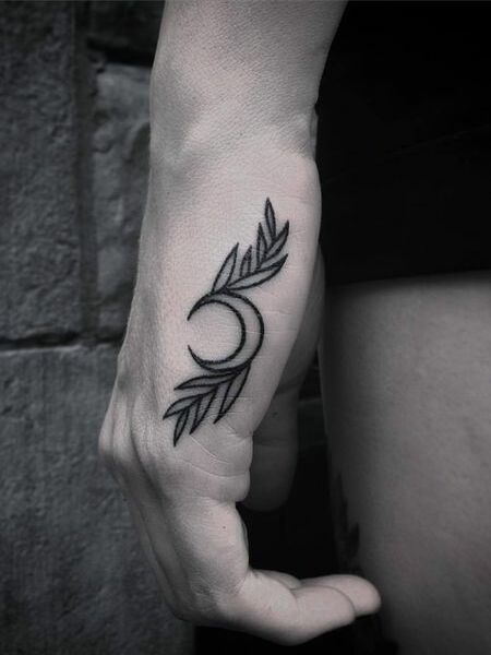 Hand Moon Tattoo