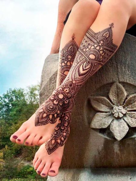 Henna Leg Tattoo
