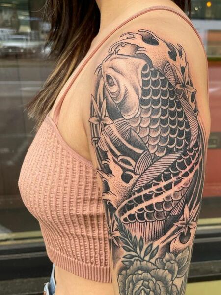 Koi Fish Half Sleeve Tattoo