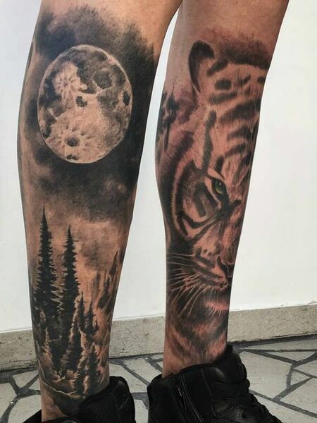Leg Moon Tattoo